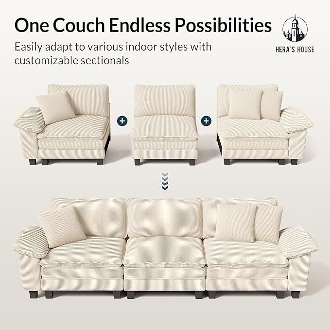 HERA'S HOUSE 124" Modular Sectional Sofa, Oversized L Shaped Couches - Image 7