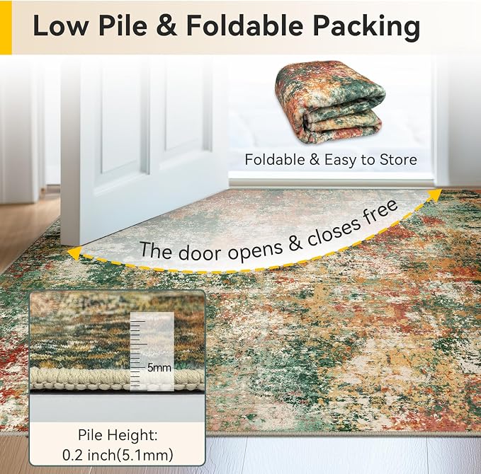 RELEANY Washable Area Rugs 8ft Non-Slip Modern Abstract Soft - Image 5