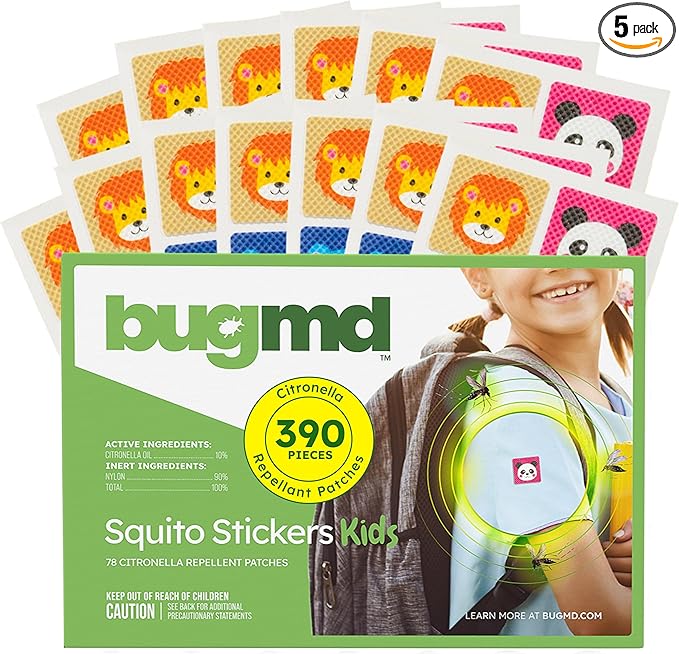 BugMD Squito Stickers Mosquito Repellent Patch Stickers for Kids (390 Patches), Safe & Effective Insect Repellent Patches for Toddlers, Kids, Camping, Beach & Outdoor Essentials