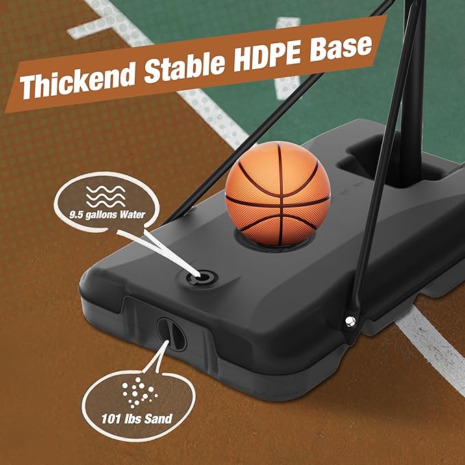 Mayfire Kids Basketball Hoop Adjustable Height 4-8.5 FT, Portable Basketball Goal System with 33'' Shatterproof Backboard for Kids Youth Teens in Driveway, Backyard, Outdoor Play