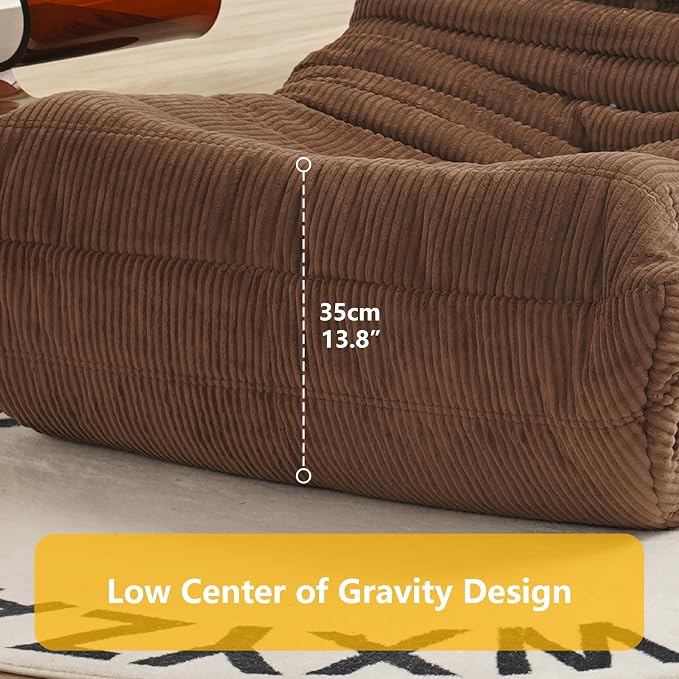 N&V Fireside Armless Floor Sofa, Mid Century Soft Premium Corduroy Lounge Chair - Image 2