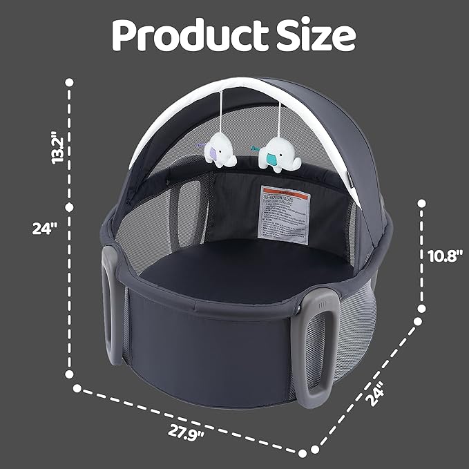 Pamo babe Portable Bassinet and Play Space Baby Dome with Toys and Canopy Travel Crib for Newborn