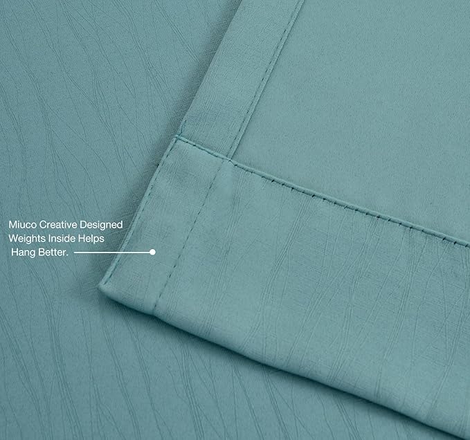 MIUCO Blackout Curtains Room Darkening Curtains Textured Grommet Window Curtains for Living Room 2 Panels 52x84 Inch Long Teal