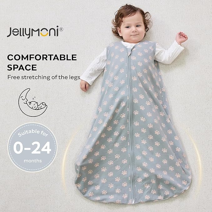 JELLYMONI Baby Sleep Sack 6-12 Months Wearable Blanket for Baby, 100% Cotton 2 Pack Infant Toddler Sleeping Sack Lightweight Soft 2-Way Zipper Sleepsack