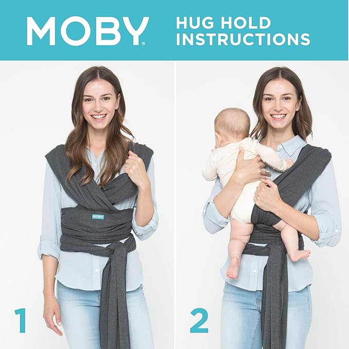 Moby Baby Wrap Carrier Classic for Newborns to Toddlers (8-33lbs), Infant Sling Carrier, Lightweight & Hands Free Design, Adjustable for All Body Types (Slate)