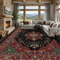 RELEANY Area Rugs 9'x12' Washable Non-Slip, Floral Vintage Distress Print by RELEANY