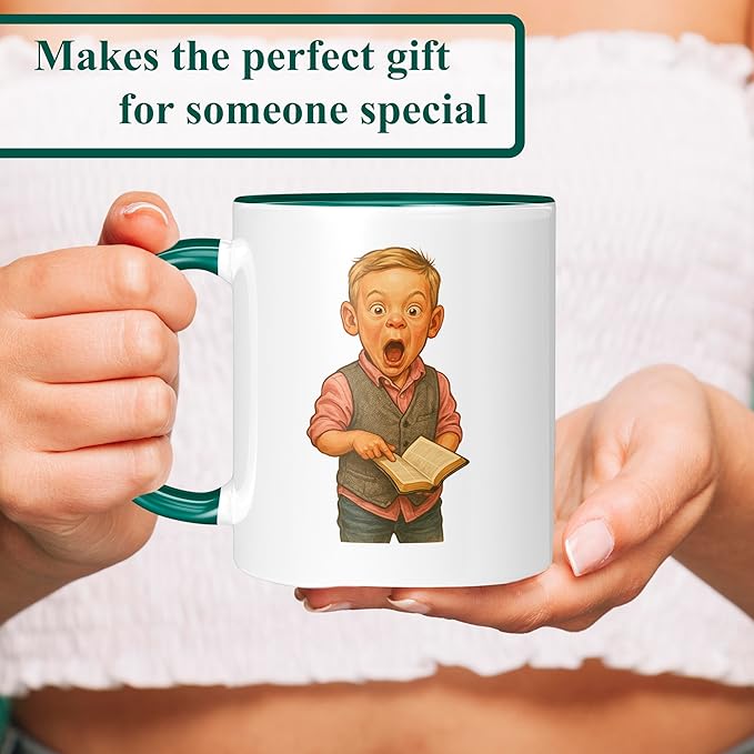 Personalized Coffee Mug, Custom Photo Caricature Gift, Funny Customized Coffee Gift for Men & Women, Custom Mugs with Pictures, Green 11oz Customized Fathers Day Mug