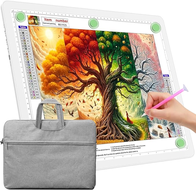 TOHETO A3 Light Board with Bag for Diamond Painting, Super Bright Magnetic Light Pad with Side Buttons, Lightbox for Tracing and Drawing, Corded Light Table for Sketching, Weeding Vinyl (White)