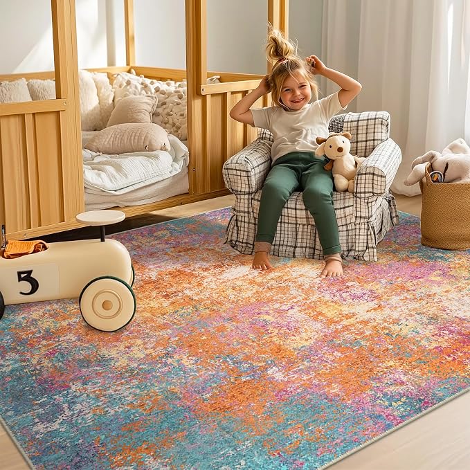 RELEANY Washable Area Rugs 5'x7' Non-Slip Modern Abstract Soft - Image 3