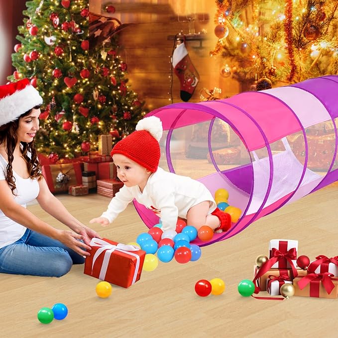 Moncoland Kids Play Tunnel Tent for Toddler, 6-ft Pop Up Crawl Toy Baby Children or Dog Cat with Breathable Mesh, Collapsible Gift Boy & Girl Indoor Outdoor Game(Colorful Mesh)