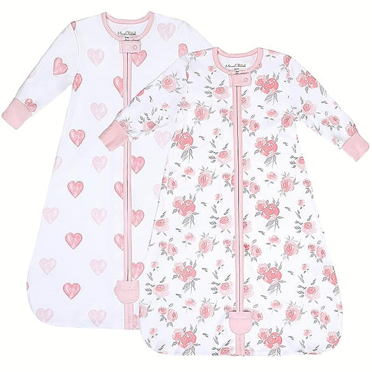 Mama Cheetah Baby Sleep Sack with Sleeves, 0.5 TOG Organic Cotton Wearable Blanket and Two-Way Zipper, Swaddle Transition Long Sleeve Sleeping Bag for Newborn Infant Toddler, 0-6 Months