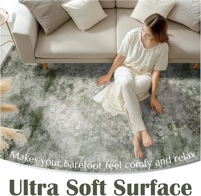 jinchan Hallway Runner Rug 2x10 Vintage Floral Distressed Design - Machine Washable Non-Slip Low-Pile Soft Thin Faux Wool Kitchen Carpet for Farmhouse Bedroom Laundry Room (2x10ft, Forest Green)