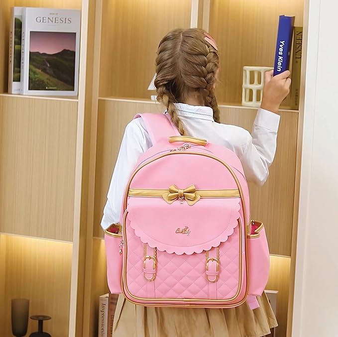 Gazigo Children Princess Waterproof PU Backpack for Girls Elementary School Girl Bookbags