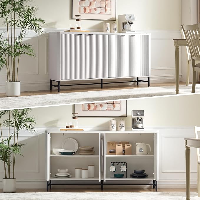 Fatmok Fluted Furniture Set – 65" Buffet Sideboard Cabinet - Image 8