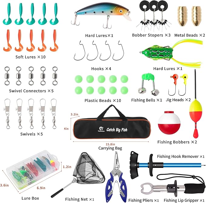 Kids Fishing Pole Kit Set，Portable Telescopic Fishing Rod and Reel Combo Full Kits for Boys, Girls, Beginner, Youth