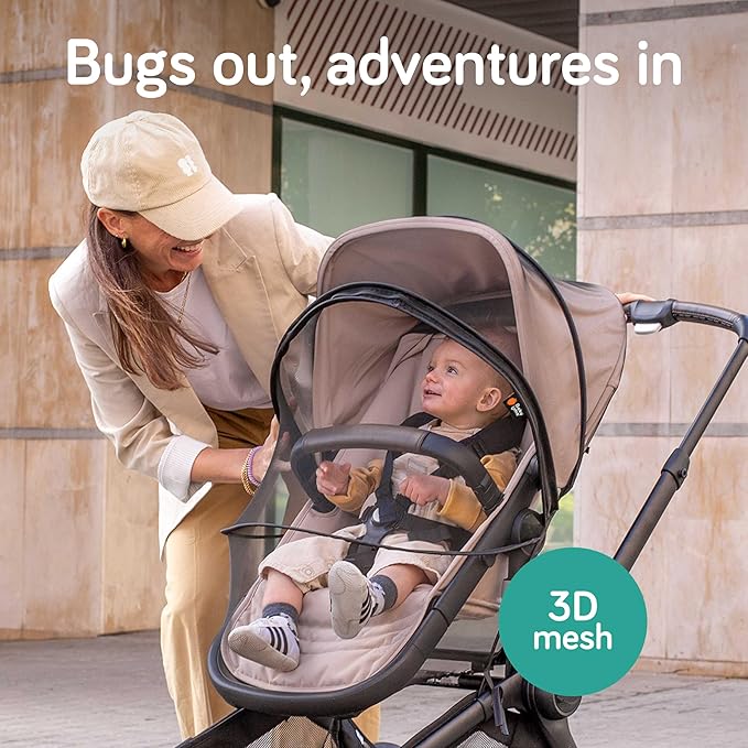 Baby Uma Baby Mosquito Net for Stroller - Universal Stroller Mosquito Net Cover, Breathable & Tear-Resistant 3D Mesh Insect Netting with Zip-up Window (+ Travel Bag)