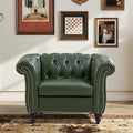 LEVNARY Chesterfield Armchair, Tufted Leather Accent Chair, Mid-Century Modern by LEVNARY