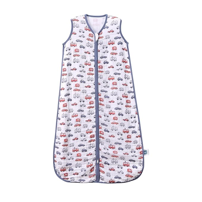Baby Sleep Sack 6-12 Months Wearable Blanket for Babies 100% Organic Cotton 2-Way Zipper YKK 0.5 TOG Toddler Sleeping Sacks Cars