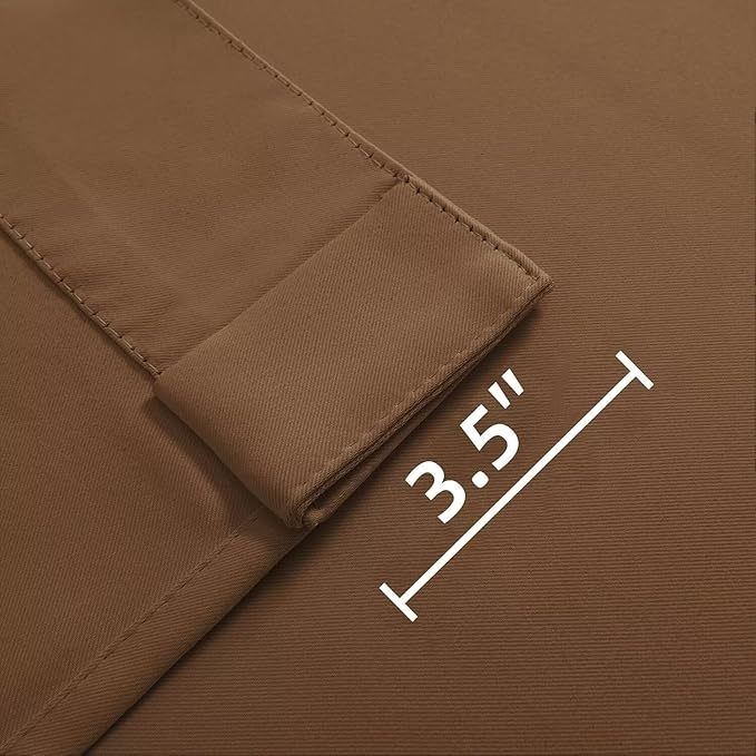 Joydeco 90 Inch Curtains for Bedroom, Thermal Insulated Black Out Curtains 2 Panels Set, Room Darkening Drapes for Living Room Window Rod Pocket Back Tab (W52 x L90 Inch, Brown)