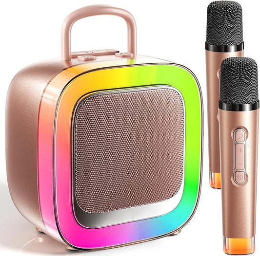Kinglucky Kid-Friendly Karaoke Machine for Kids with 2 Microphones (2025 Upgrade) Gifts for Girls Most Popular 3-12 Year Old Girl Gifts 3 4 5 6 7 8 9 10 11 12 Year Old Girl Birthday Gift Rose Gold