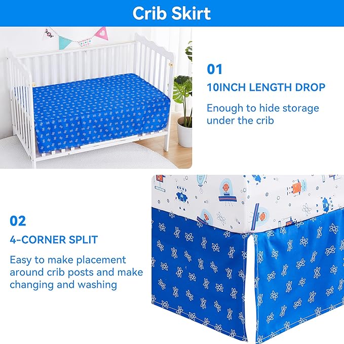 Viviland 3 Pieces Baby Bedding Set for Boy Girls, Baby Bedding Set for Newborn, Infant & Toddler - Robot