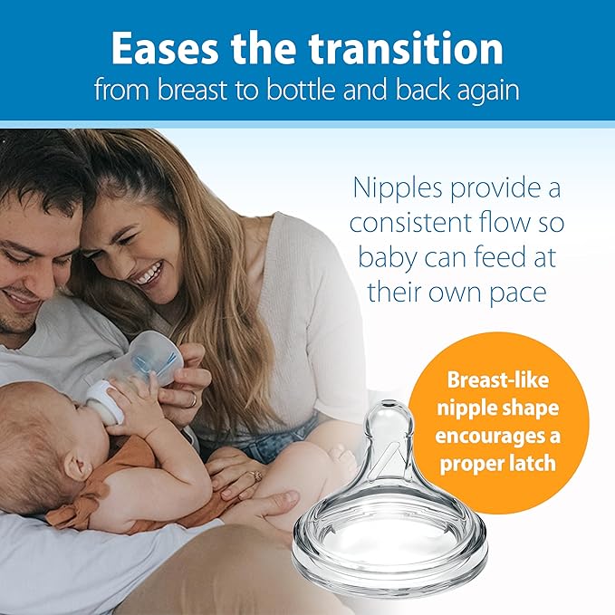 Dr. Brown's Natural Flow Anti-Colic Options+ Wide-Neck Baby Bottles 5 oz/150 mL,with Level 1 Slow Flow Nipple,4 Pack,0m+