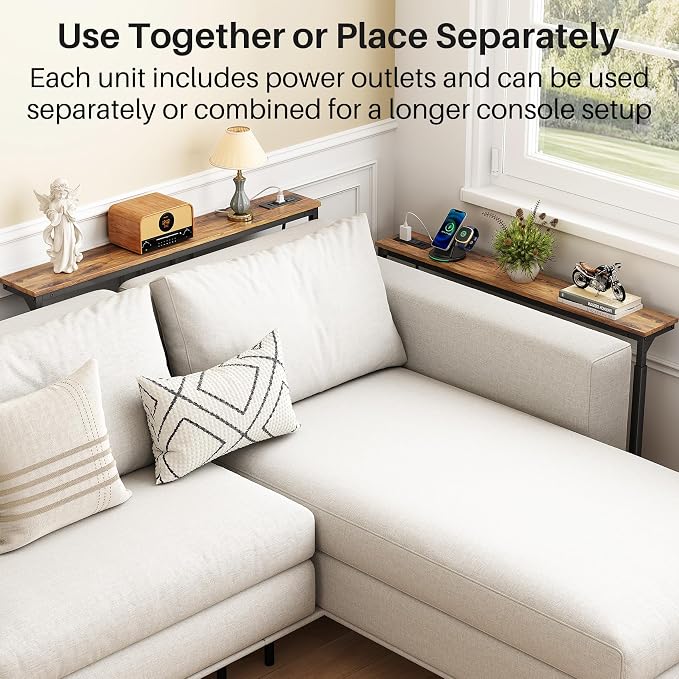 Kitstorack 102.3" Extra Long Behind Couch Table, Adjustable Height Narrow - Image 9