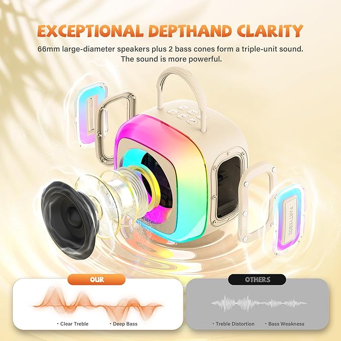 Mini Karaoke Machine for Kids Adults: Portable Bluetooth Speaker with 2 Wireless Mics for Home Party - Singing Karaoke Birthday Gift for Girls Boys 4 5 6 7 8 9 10 11 12+ Years Old Family Party