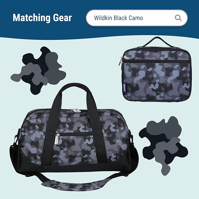 Wildkin 15-inch Kids Backpack – Durable, Padded, Adjustable for School & Travel - Black Camo