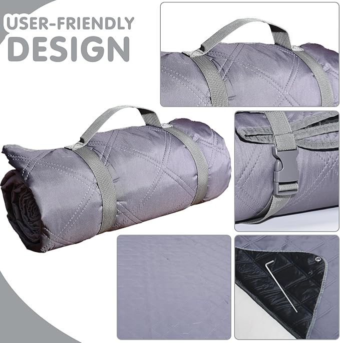 Waterproof Picnic Blanket 80 * 60 in Portable with Carry Strap for Beach Mat or Family Outdoor Camping Party, Park Blanket for Grass Park, Hiking, Travel