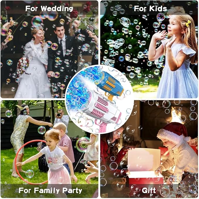 Bubble Machine Automatic Bubble Gun, Summer Beach Bubbles Blower Outdoor Kids Toys for Boy Girl Age 3 4 5 6 7 8 9 10 11 12 Year Old, Birthday Wedding Party Halloween Favors(No Dip)