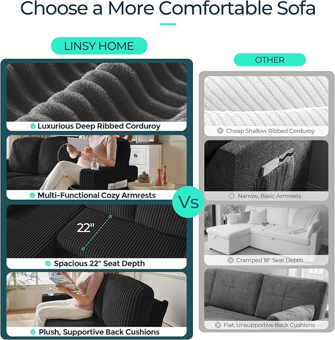 LINSY HOME Sectional Sleeper Sofa Pull Out Couches - Image 5