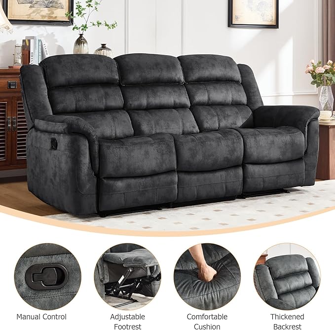 EBELLO Reclining Sofa for Living Room, Extra Wide Modern Overstuffed 3 Seat - Image 3