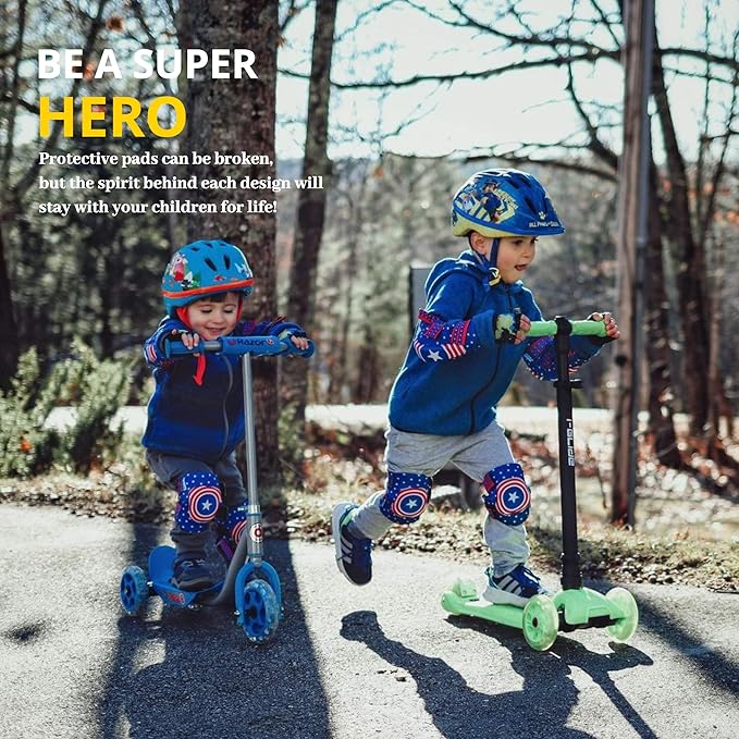 Soft-Style Kids Knee and Elbow Pads with Bike Gloves, Flexible Impact-Resistant Gear for Ages 2-11, Designed for Balance Bikes, Roller-Skating, and Skateboarding