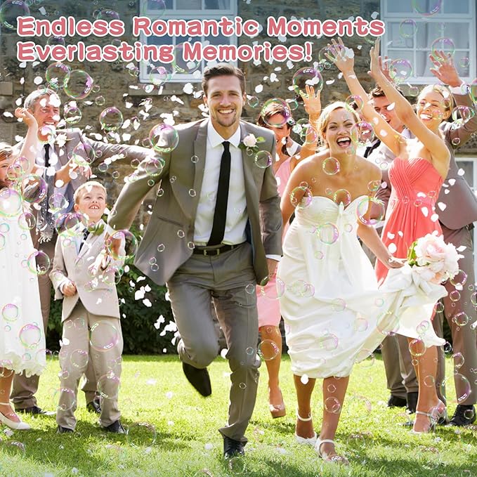 BOMOCO Bubble Gun,125 Holes Bubble Machine Bubbles for Kids Age 3-12,Bubble Blaster Gun with Bubble Solution Summer Outdoor Bubble Toys Birthday Wedding Halloween Party Favors Gifts Bubble Maker,Pink