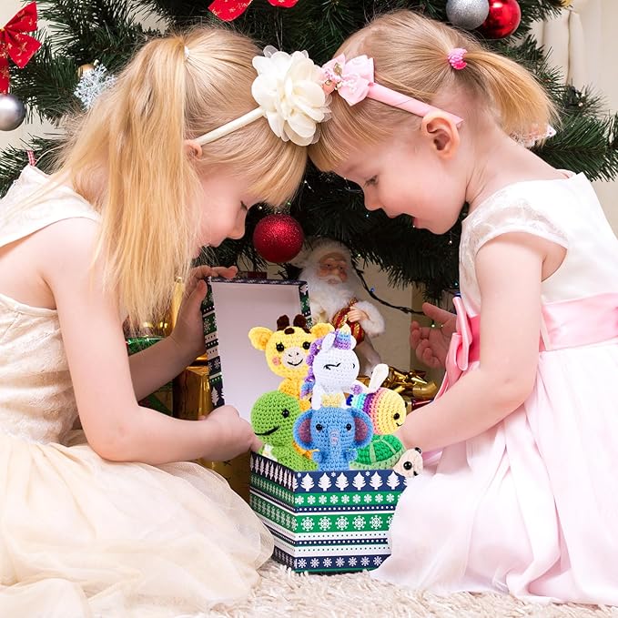 QYGYMXC 6PCS Crochet Kit for Beginners, Knitting Kit with Step-by-Step Video Tutorials, Beginner Crochet Kit for Adults, Crochet Animal Kit for Beginners Kids, Complete Kit Included 6 Cute Animals