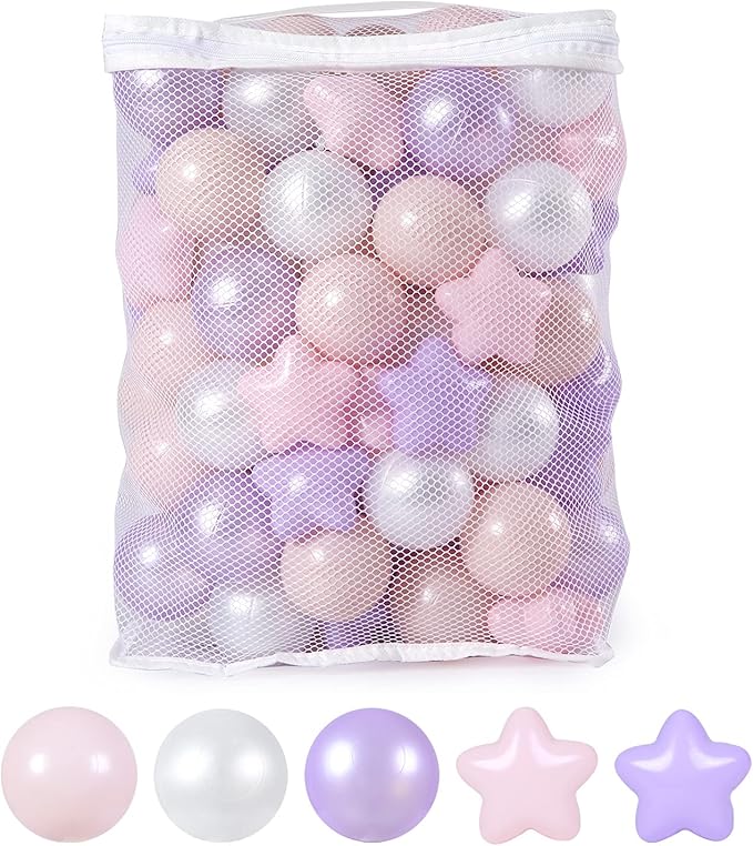 GOGOSO Balls for Ball Pit - Plastic Ball for Toddlers 1-3, Baby Kids Ball Pool Decoration 50 100 200 300 500 1000 (A Purple+Pink+White+Clear, 200 Balls)