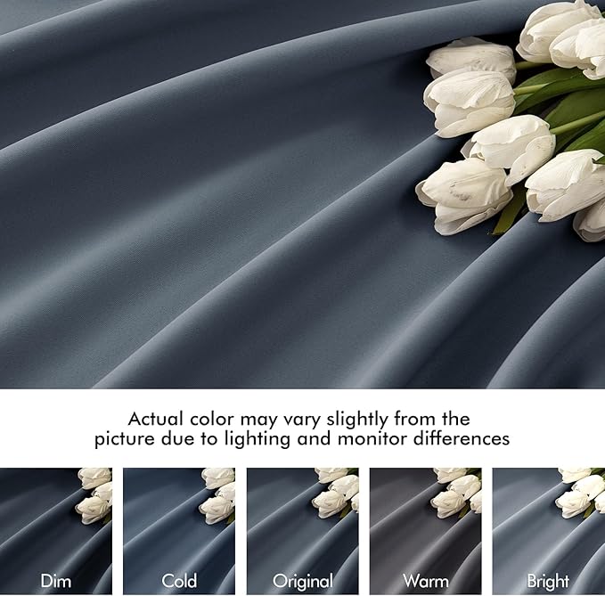 MIULEE Stone Blue Back Tab Blackout Curtain 96 Inch Long 2 Panels Set for Bedroom, Rod Pocket/Pinch Pleat Thermal Insulated Living Room Darkening Pleated Light Blocking Floor to Ceiling Drape