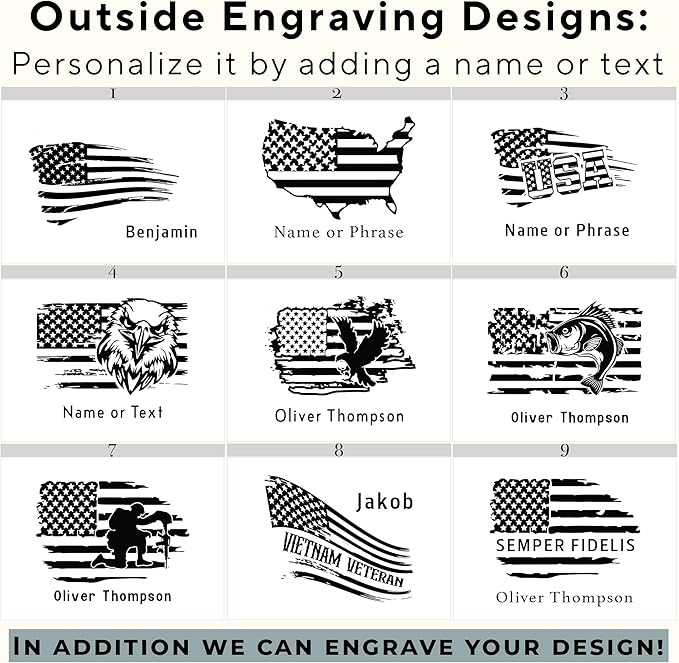 Personalized American Flag Gift Box - Engraved Memory Box, 5 Year Anniversary Wedding Gift for Men, Boyfriend, Acacia Wood Decorative Chest, Keepsake Boxes with Custom Hidden Message, 11x8x4.75 in