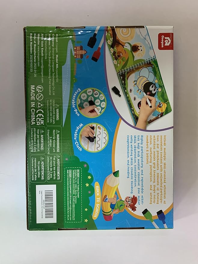 Coogam Pencil Control Tracing Workbook, Learn to Write Alphabet ABC Letters Numbers Handwriting Book Fine Motor Montessori Educational Toy Gift for Preschool Kids