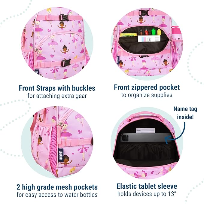 Wildkin ECO rPET 15-inch Kids Backpack – Sustainable, Padded, Adjustable – Ballerina