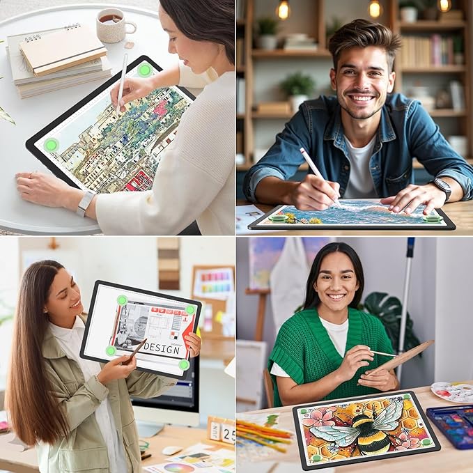 KOBAIBAN A3 Magnetic Light Box for Tracing, Rechargeable Diamond Art Light Board with Side Physical Buttons, 3 Color Light Modes Super Bright Light Pad Light Table for Drawing, Weeding Vinyl (Black)