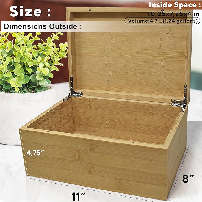 Wedding Memory Box for Keepsakes - Personalized Newly Named Box for Couple, Bride & Broom Gift, Bamboo Wood Custom Wedding Gift Unique, Wooden Gift Anniversary, Engagement Time Capsule, 11x8x4.75 in