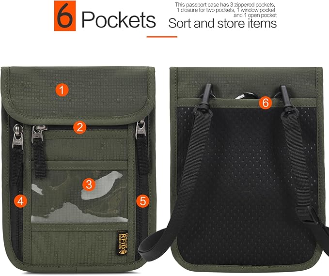 Neck Wallet Lightweight RFID Blocking Waterproof Travel Pouch for Women Men