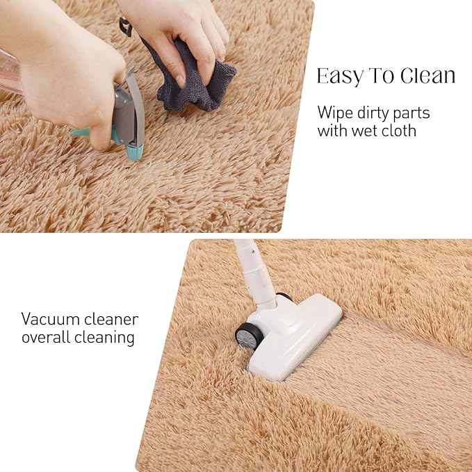 Luxury 4x6 Area Rug, Ultra Soft Rugs for Living Room, Plush Carpet Rugs for Bedroom, Non-Slip Indoor Rug for Nursery, Study Room, Playroom, Home Decor, Camel