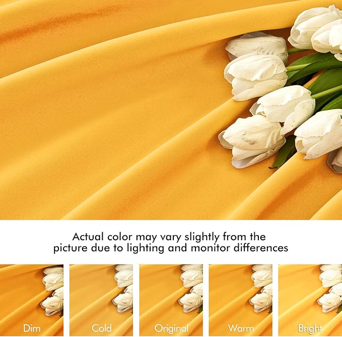 MIULEE Yellow Back Tab Blackout Curtains 72 Inches Long 2 Panels Set for Living Room Bedroom Privacy, Rod Pocket/Pinch Pleat Thermal Insulated Room Darkening Pleated Light Blocking Drapes