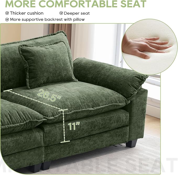 Oprisen Modular Sectional Sofa, Comfy Cloud Couch Sectional Sofa, Chenille Sofa - Image 4