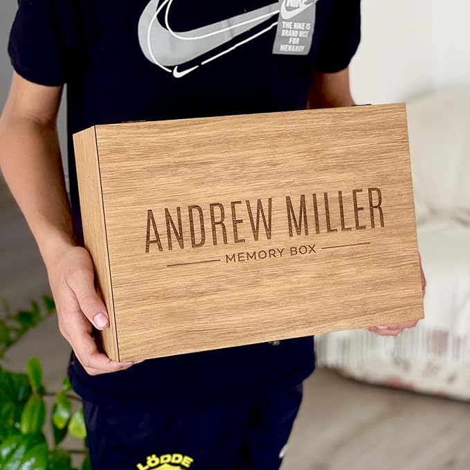 Personalized wooden name box for memories, keepsake Christmas gift, present for Him, Her, Boyfriend, Girlfriend, Baby Boy, Baby Girl, Brother, Sister, Guy, Groomsmen, Bride Friend for Birthday