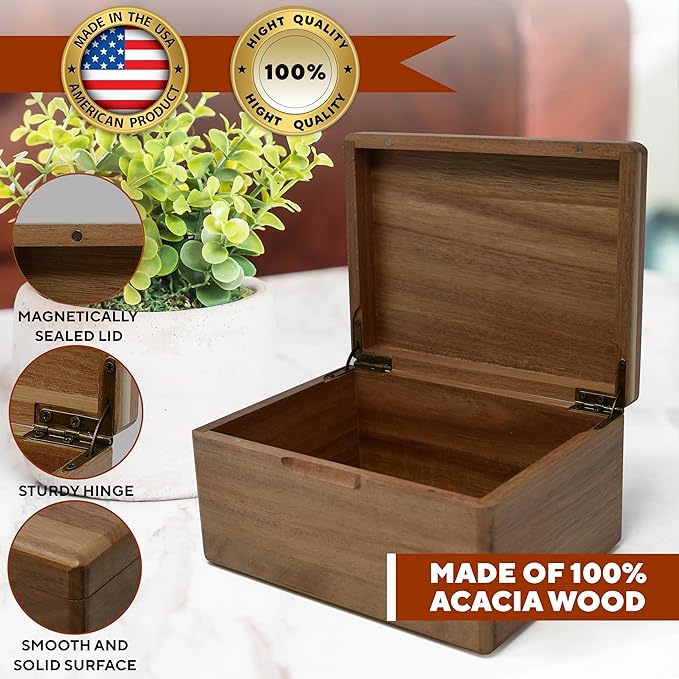Unique Dad Gifts from Kids - Custom Acacia Wood Keepsake Box for Memories with Engraved Children Names, Personalized Gift Fathers Day from Daughter and Son, Dad Birthday Gift from Kids, 8x6x4 in