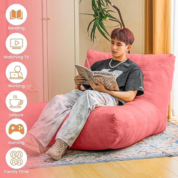 Bean Bag Chair Lazy Bean Bag Sofa, Floor Beanbag Chairs with Stuffed High-Density Foam, Memory Foam Bean Bag Sofa for Living Room, Bedroom and Office